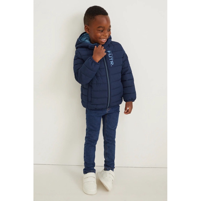 Áo khoác phao C & A màu navy in chữ FUTR size 98 - 140