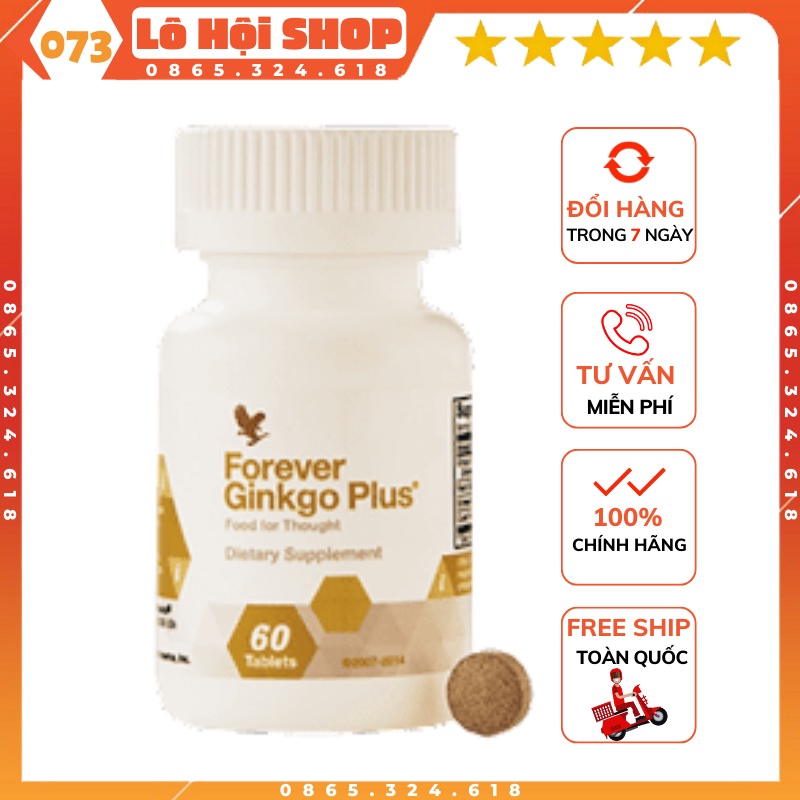 Thực phẩm chức năng FOREVER Ginkgo Plus bổ não dạng viên 073flp, lọ 60 viên