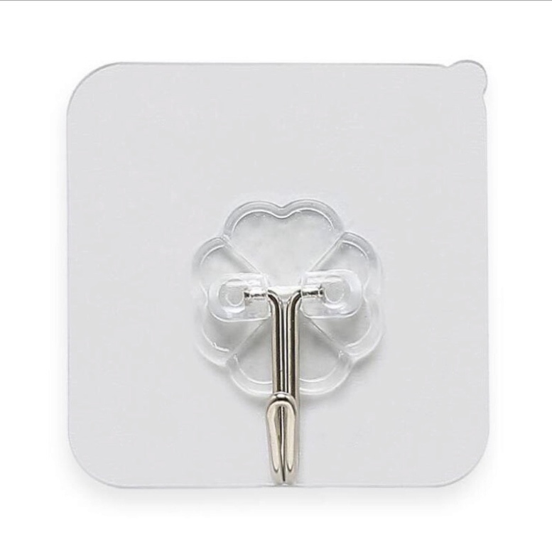 Móc treo đồ dán tường siêu bám dính bền bỉ kiểu dáng trong suốt tiện dụng 6x6cm