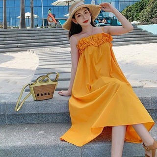 váy maxi thiết kế viền bèo cực hot - TT 45