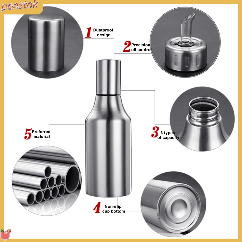 Bình rót dầu ăn / dấm chống tràn bằng thép không gỉ