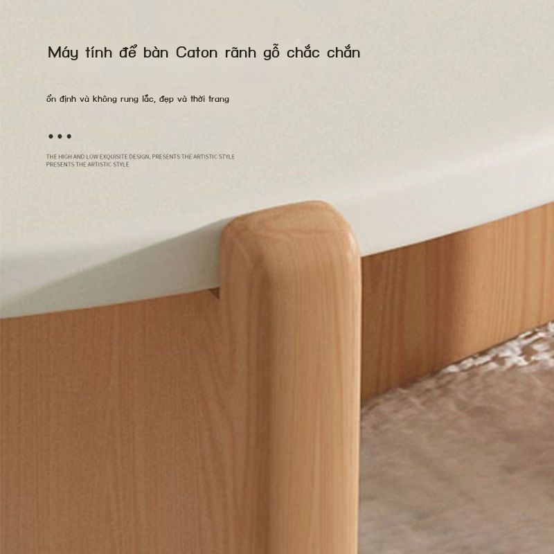 ❖☃✈Bàn cà phê tròn gỗ nguyên khối phong cách Nhật Bản bàn màu kem tối giản