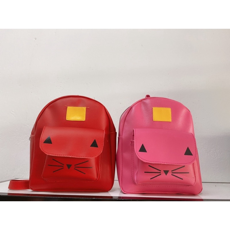 Balo da nữ mini vừa sách vở hình mèo