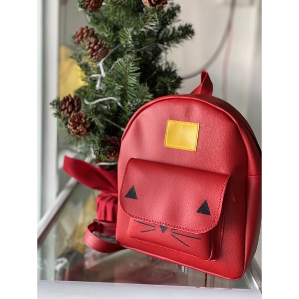 Balo da nữ mini vừa sách vở hình mèo