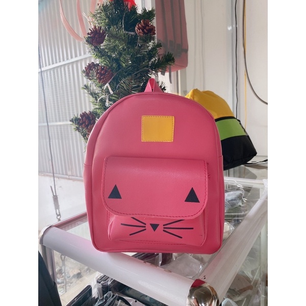 Balo da nữ mini vừa sách vở hình mèo