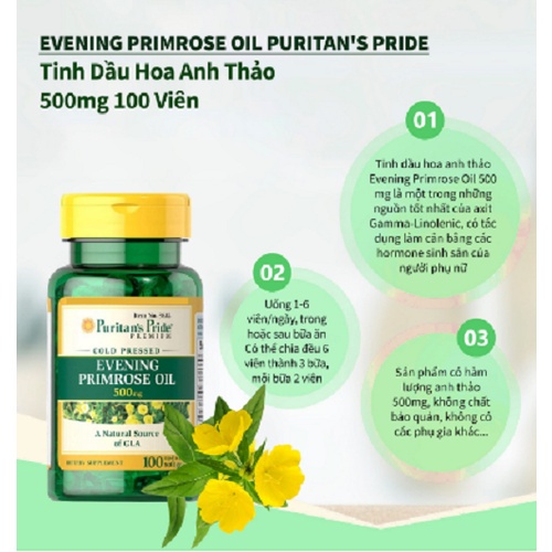 Viên uống dầu hoa anh thảo Healthy Care puritan's pride evening primrose oil 500mg with gla hộp 100 viên