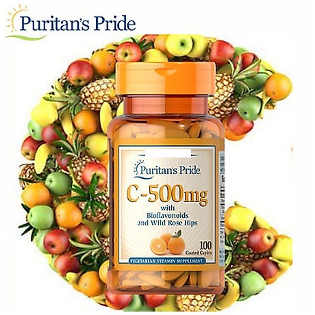 Viên uống bổ sung vitamin C Healthy Care puritan's pride 500mg hỗ trợ sức đề kháng hộp 100 viên Quatangme1