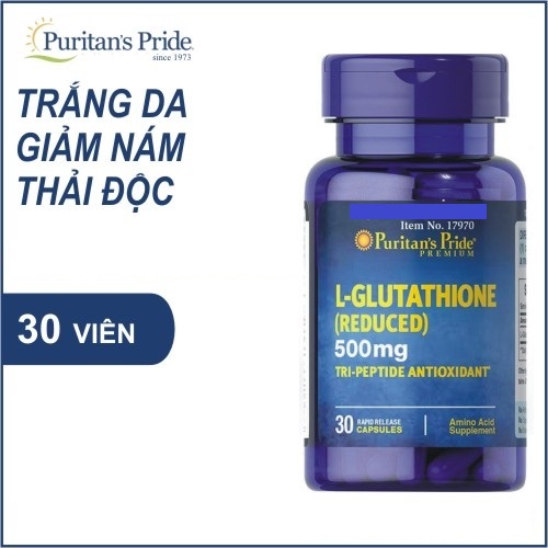Viên uống thải độc, hỗ trợ trắng da Healthy Care puritan's pride l- glutathione 500mg hộp 30 viên Quatangme1