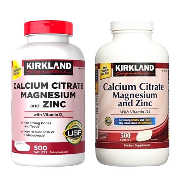 Viên uống chắc xương Kirkland Signature Calcium Citrate Magnesium And Zinc 500mg hộp 500 viên Quatangme1