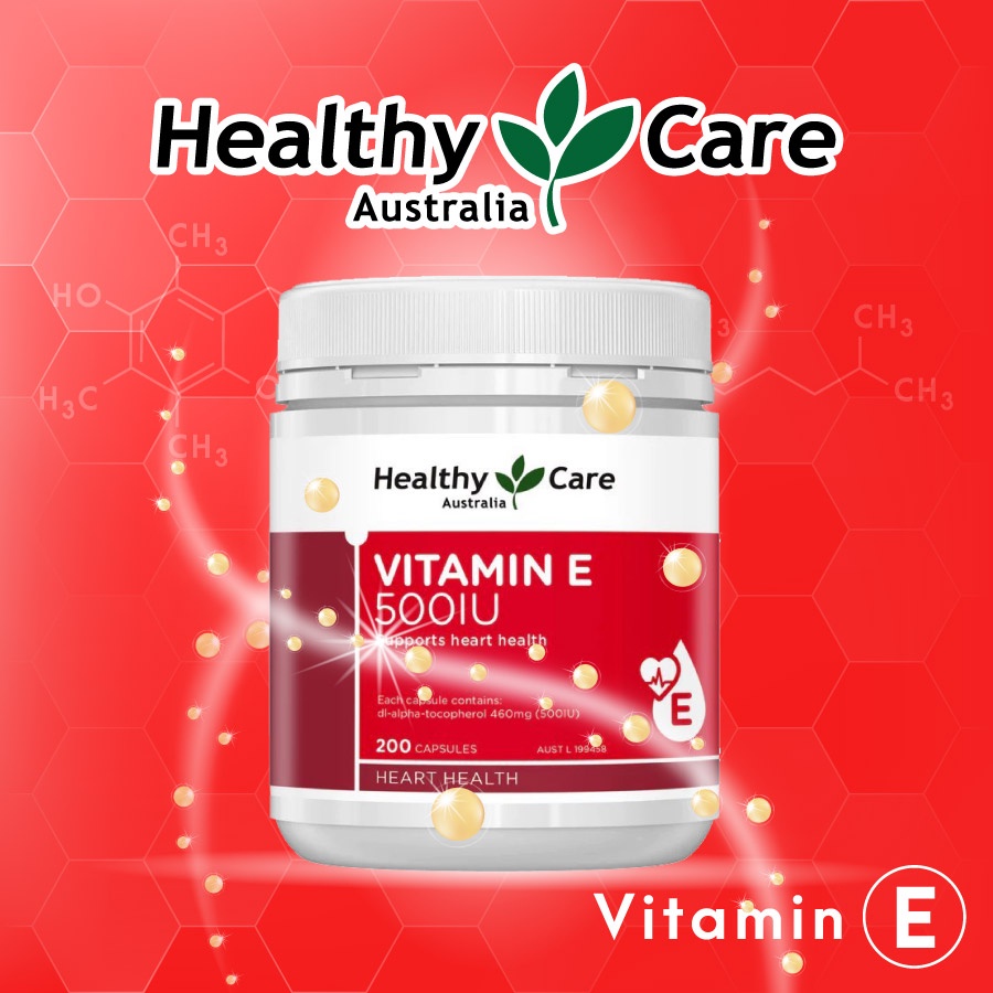 Viên uống Healthy Care Vitamin E 500IU 200 v giảm mụn, trắng sáng da cải thiện nội tiết tố
