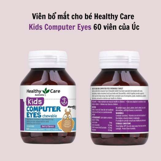 Viên Bổ Mắt Healthy Care Kids Computer Eyes Úc Bổ sung dưỡng chất bảo vệ, nuôi dưỡng mắt cho bé (60 viên) quatangme