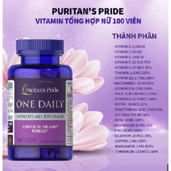 Vitamin tổng hợp Healthy Care puritan's pride one daily women’s multivitamin cho nữ hộp 100 viên Quatangme1