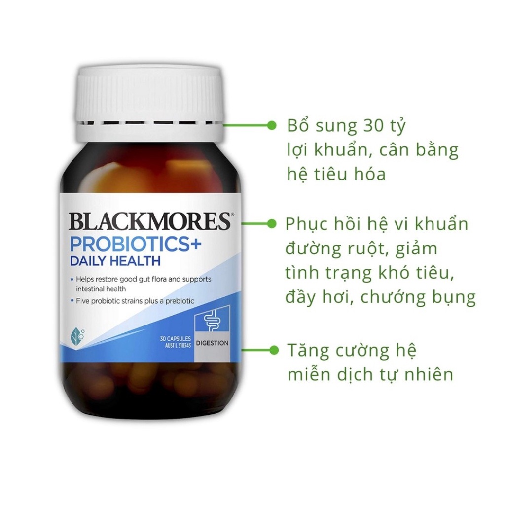 Men vi sinh hỗ trợ tiêu hóa blackmores probiotics + daily health hộp 30 viên Healthy Care Quatangme1