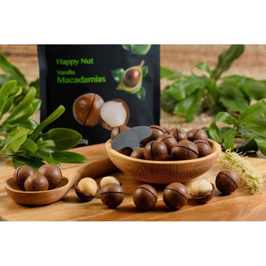Hạt maca nguyên vỏ dinh dưỡng Healthy Care úc happy nut vị vanilla macadamias túi 225g