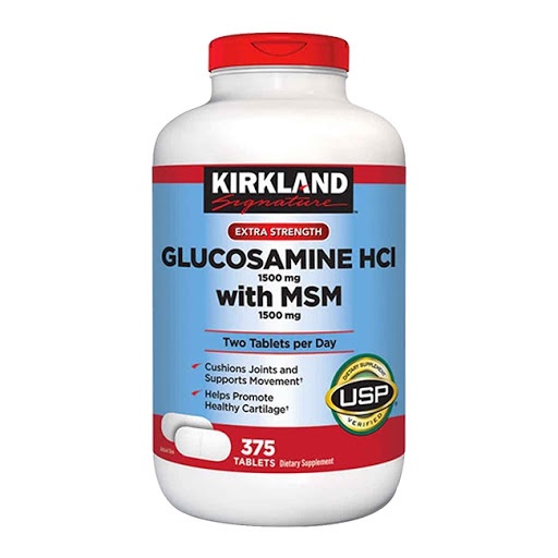 Glucosamine HCL và MSM Kirkland Signature giảm đau nhức xương khớp hộp 375 viên - quà tặng mẹ