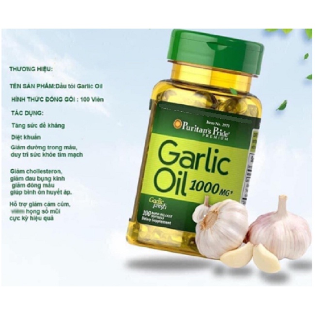 Viên uống tinh dầu tỏi không mùi Healthy Care puritan's pride garlic oil 1000mg hộp 100 viên Quatangme1
