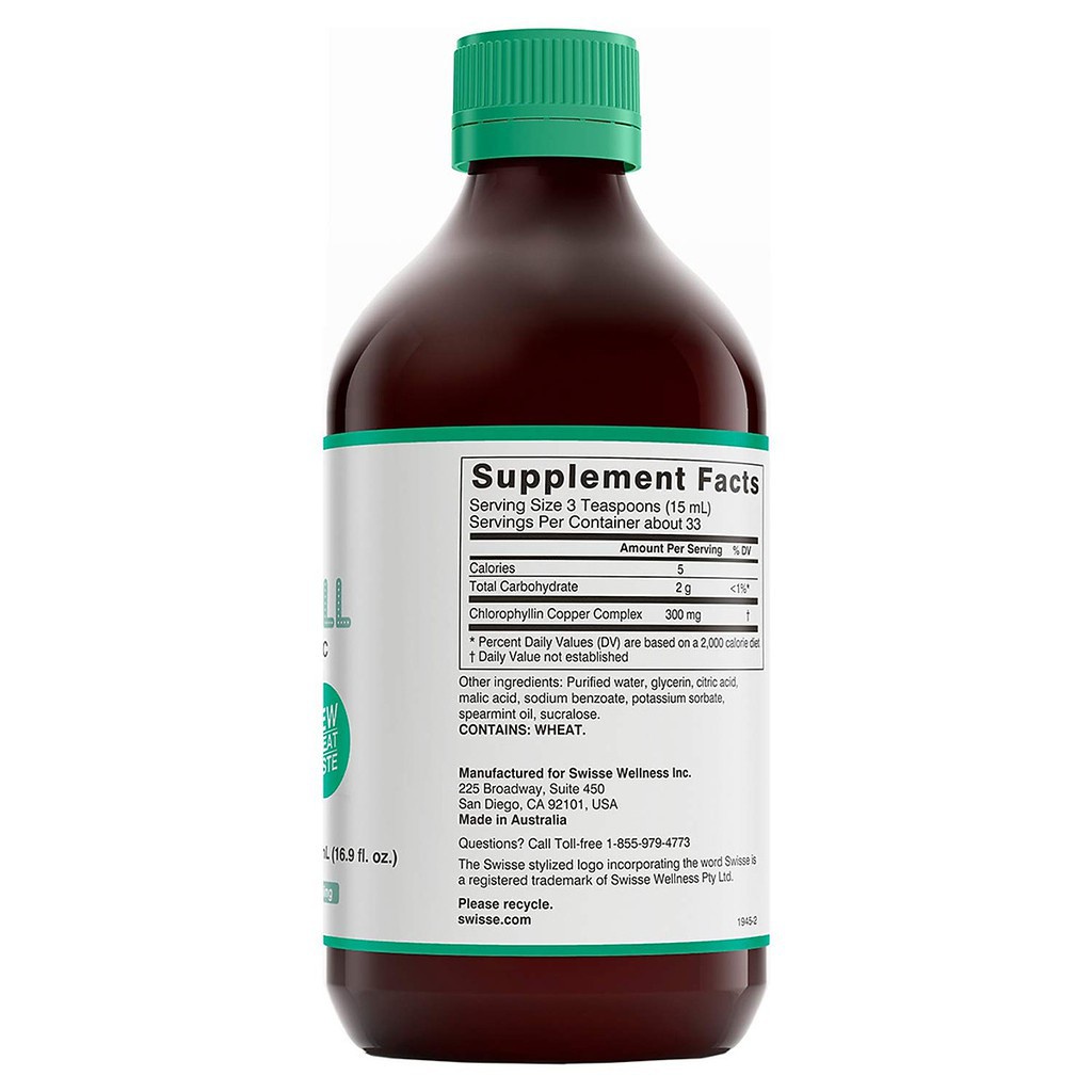Nước diệp lục vị bạc hà Swisse Chlorophyll Spearmint 500ml bổ máu, tăng hồng cầu, bổ sung chất xơ quatangme