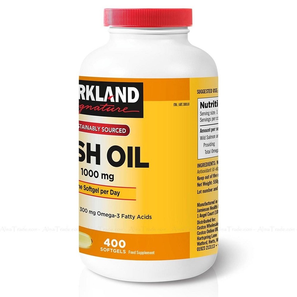 Viên uống dầu cá Kirkland Fish Oil 1000mg 400 viên Healthy Care Quà Tặng Mẹ
