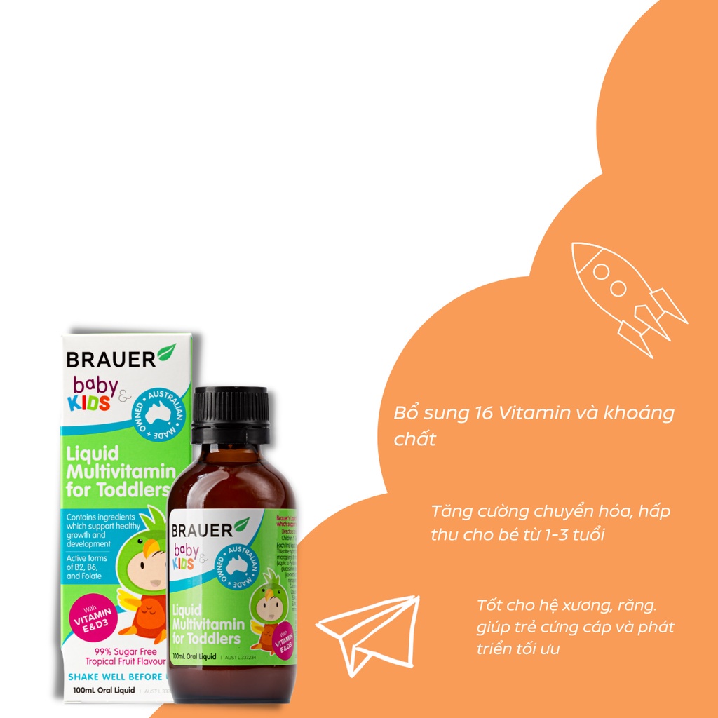 Vitamin tổng hợp Brauer Baby Kids 100ml cho bé từ 1 - 3 tuổi - QT262