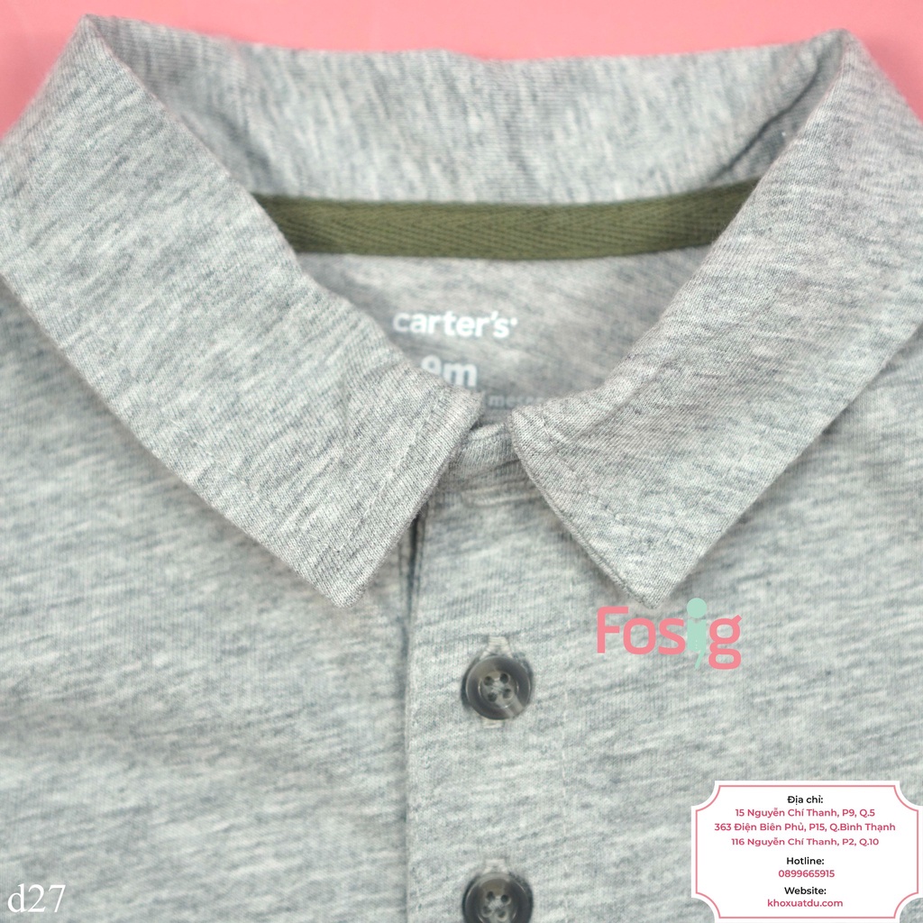 Bodysuit Tay Ngắn Bé Trai Cter50 - Xám Cúc Xám