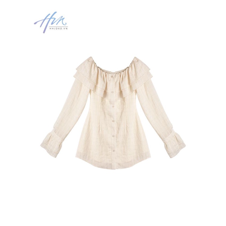 Áo Sơ Mi Tay Dài Phối Bèo Phong Cách Hàn Quốc Thời Trang Cho Nữ