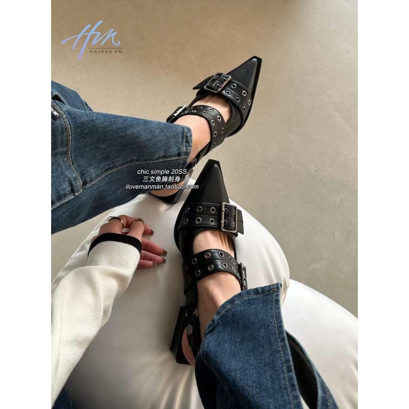 Sandal Mũi Nhọn Thiết Kế Mới Thời Trang Theo Phong Cách Retro