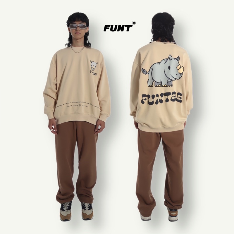 Áo Sweater Unisex FUNT Rare Animals Rhino Trẻ Trung, Năng Động