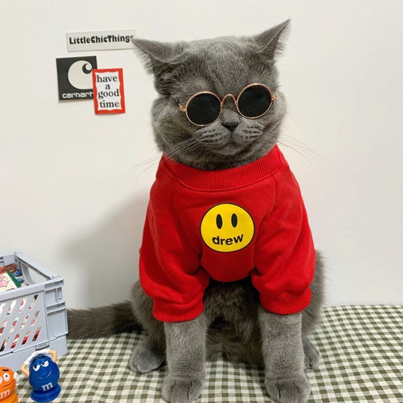 SALE rẻ Quần Áo Dễ Thương Cho Cún Con Áo Len Lông Cừu Mặt Cười Mùa Thu Và Mùa Đông Ấm Áp Cho Mèo Shih Tzu lovelovepet