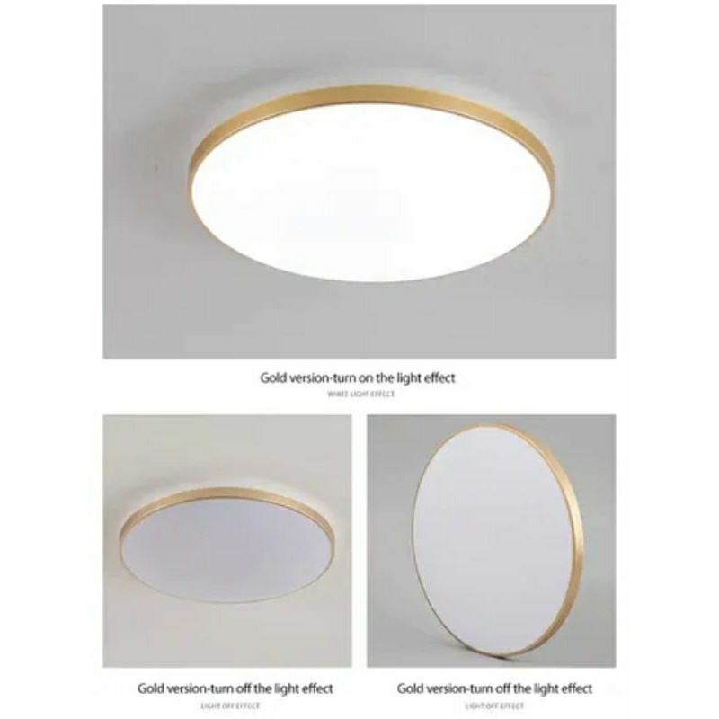 Đèn ốp trần phòng khách, phòng ngủ, ban công 24W viền vàng, đen - Ánh sáng trắng