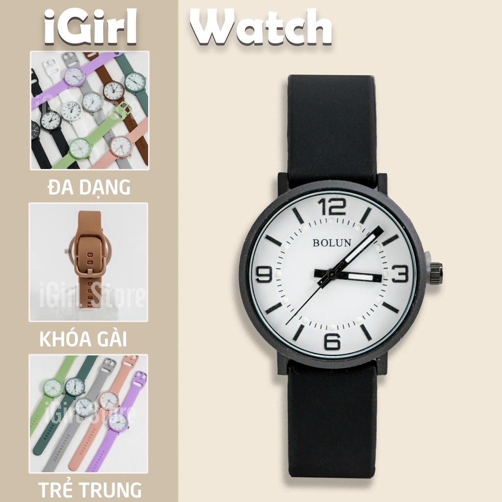 Đồng hồ thời trang nữ Bolun kiểu dáng basic đơn giản, màu trái cây, dây cao su silicone, phong cách Ulzzang iGirl Store