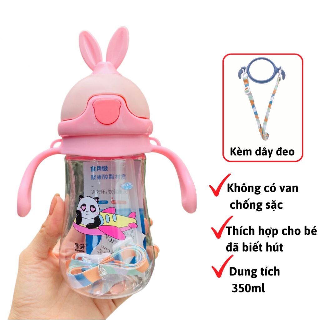Bình nước trẻ em, Bình Tập Uống Nước Có Van Chống Sặc Dung Tích 300ml Cho Bé-Khoaibaby