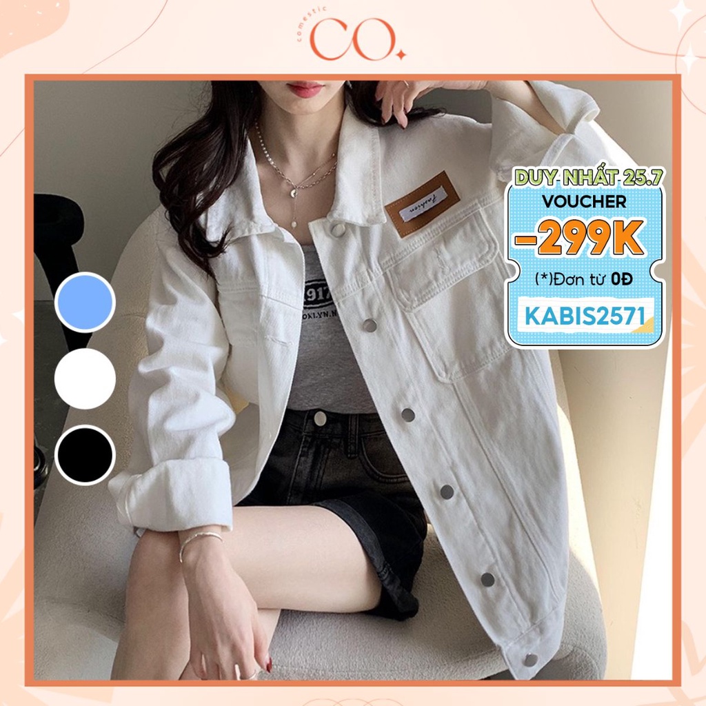 Áo khoác jean KABICO kaki nữ form rộng, áo khoác jeans bò nữ phong cách Unisex G4