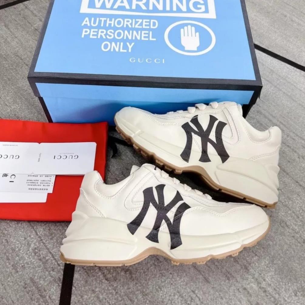 Giày Gucci Rhyton in logo, họa tiết NY, MÔI, 1921 bản trung da thật cao cấp sneakers tăng chiều cao 5cm nam nữ