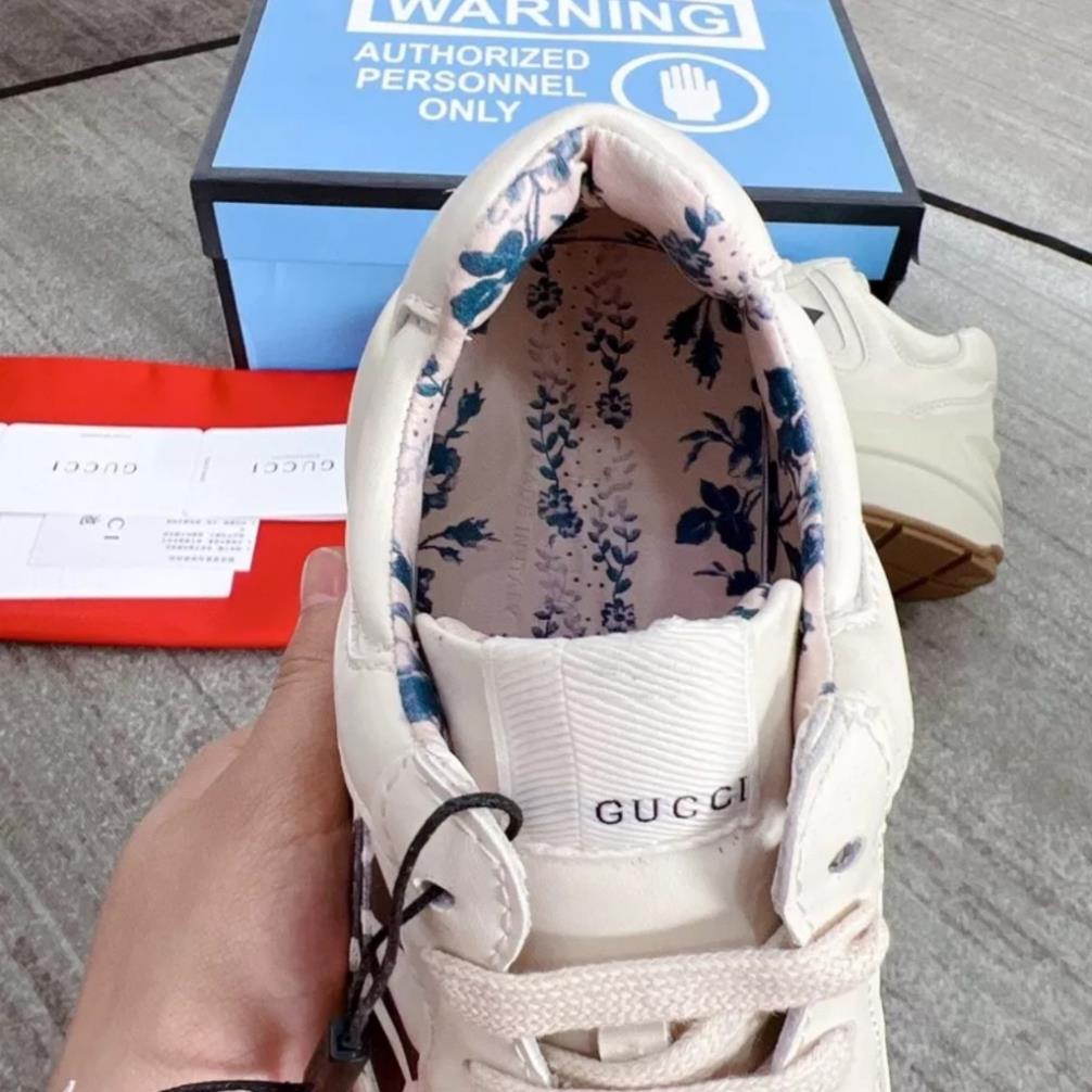 Giày Gucci Rhyton in logo, họa tiết NY, MÔI, 1921 bản trung da thật cao cấp sneakers tăng chiều cao 5cm nam nữ