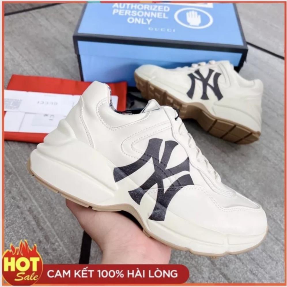 Giày Gucci Rhyton in logo, họa tiết NY, MÔI, 1921 bản trung da thật cao cấp sneakers tăng chiều cao 5cm nam nữ