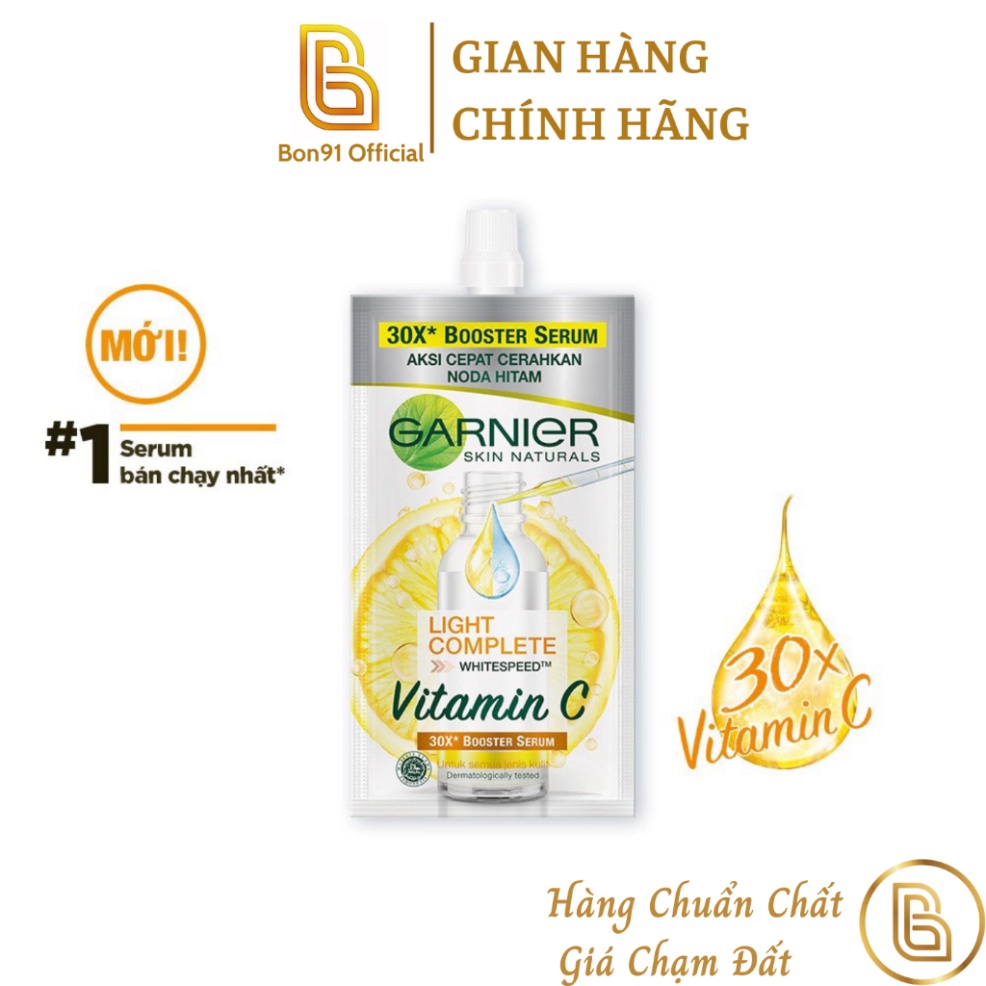 Tinh chất Garnier Bright Complete 30x Vitamin C Booster Serum sáng da mờ thâm 7,5ml