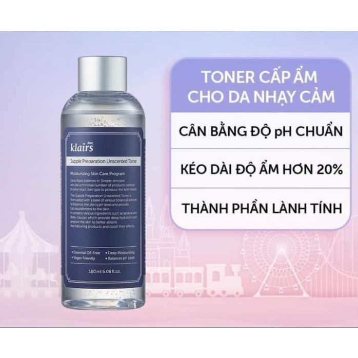 Nước Hoa Hồng Dưỡng Ẩm Dear Klairs Supple Preparation Toner 180ml