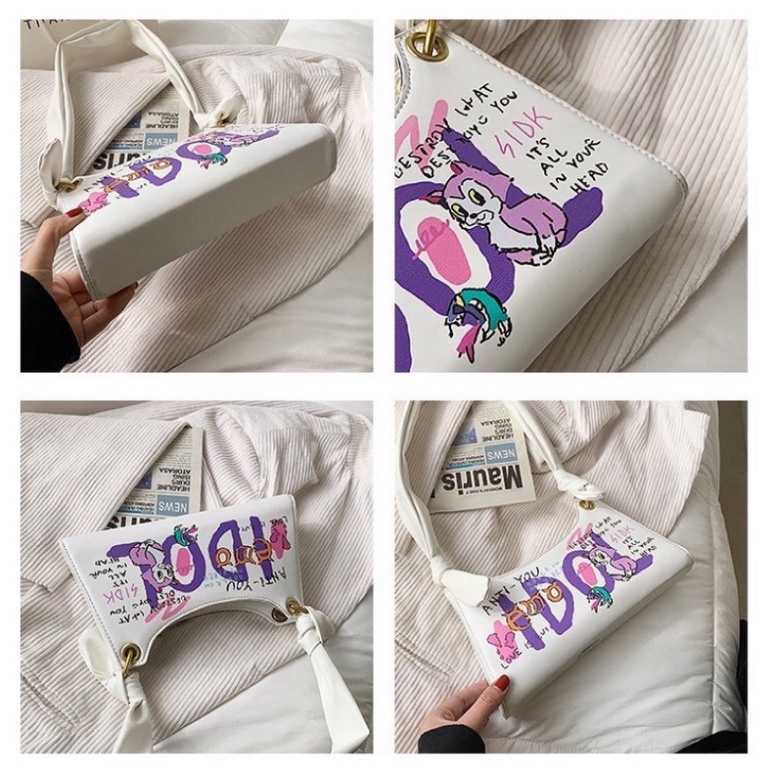 Túi kẹp nách nữ hoạ tiết idol cute phong cách hàn quốc
