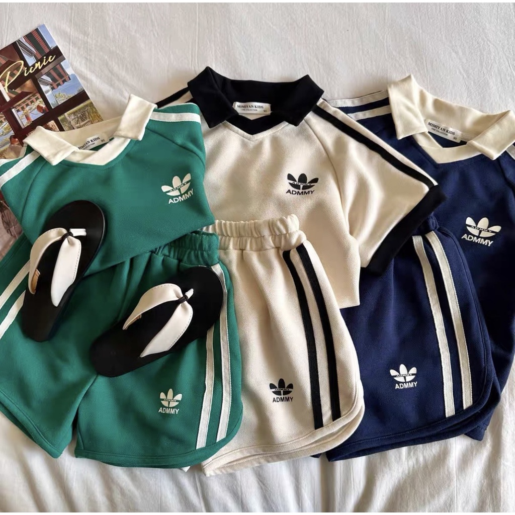 Set Quần Áo Trẻ Em Adidas Cotton, Bộ Cộc Tay Áo Polo Quần Đùi Cho Bé Trai Và Bé Gái Từ 6kg đến 35kg - Thời Trang Trẻ Em