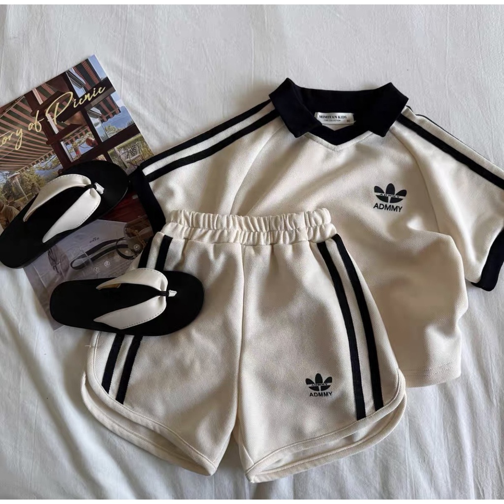 Set Quần Áo Trẻ Em Adidas Cotton, Bộ Cộc Tay Áo Polo Quần Đùi Cho Bé Trai Và Bé Gái Từ 6kg đến 35kg - Thời Trang Trẻ Em