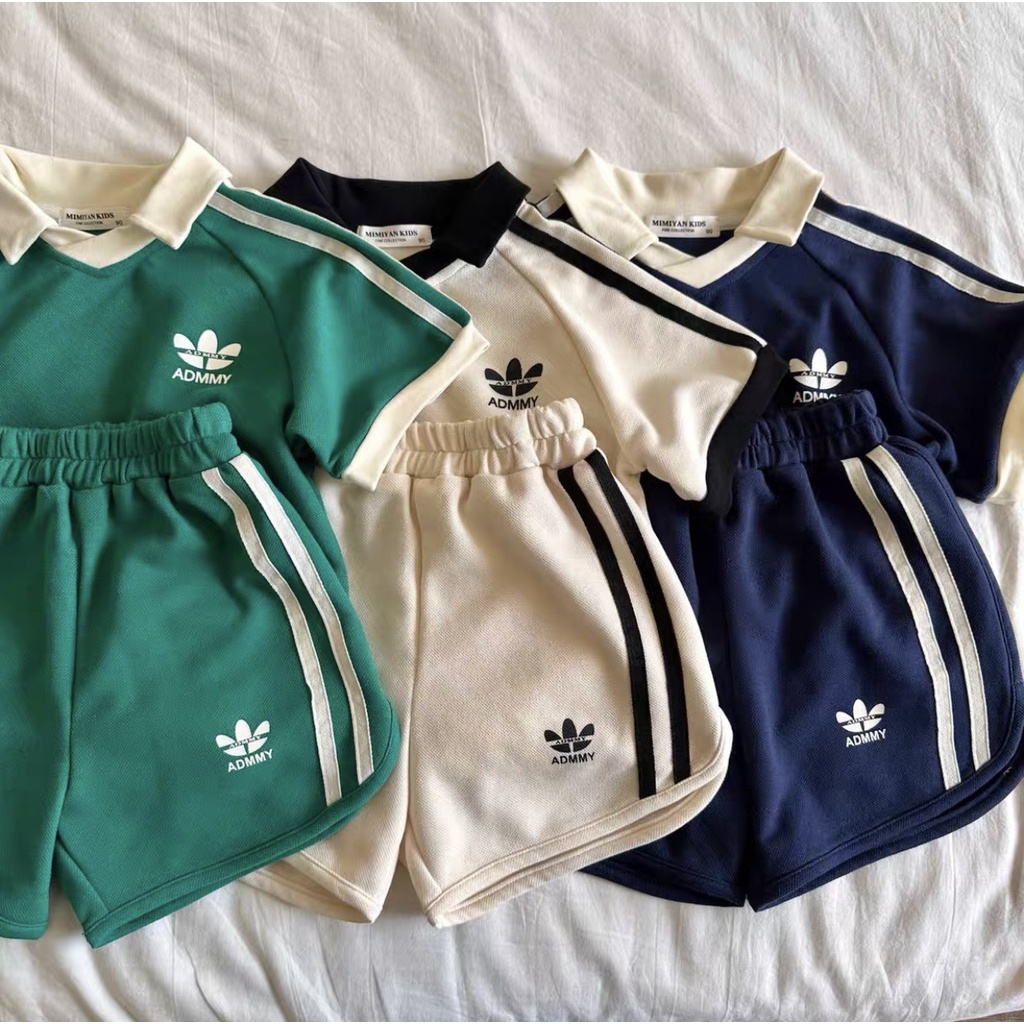 Set Quần Áo Trẻ Em Adidas Cotton, Bộ Cộc Tay Áo Polo Quần Đùi Cho Bé Trai Và Bé Gái Từ 6kg đến 35kg - Thời Trang Trẻ Em
