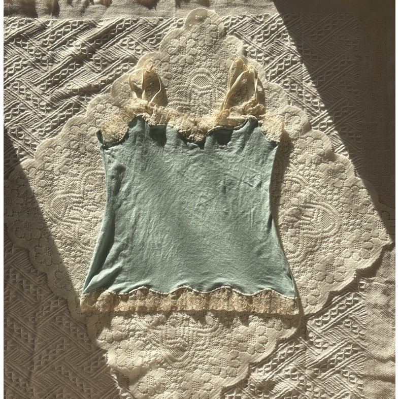 Cami 2 dây phối ren y2k