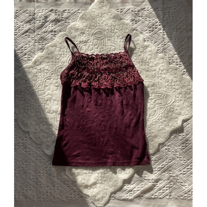 Cami 2 dây phối ren y2k