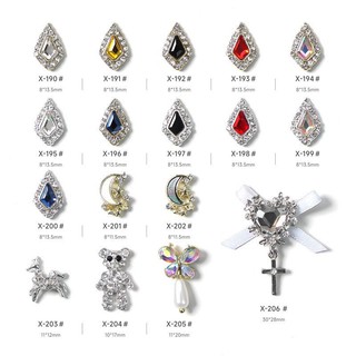 Charm,đá khối -charm gấu kim loại đính đá nail,phụ kiện nail trang trí móng tay