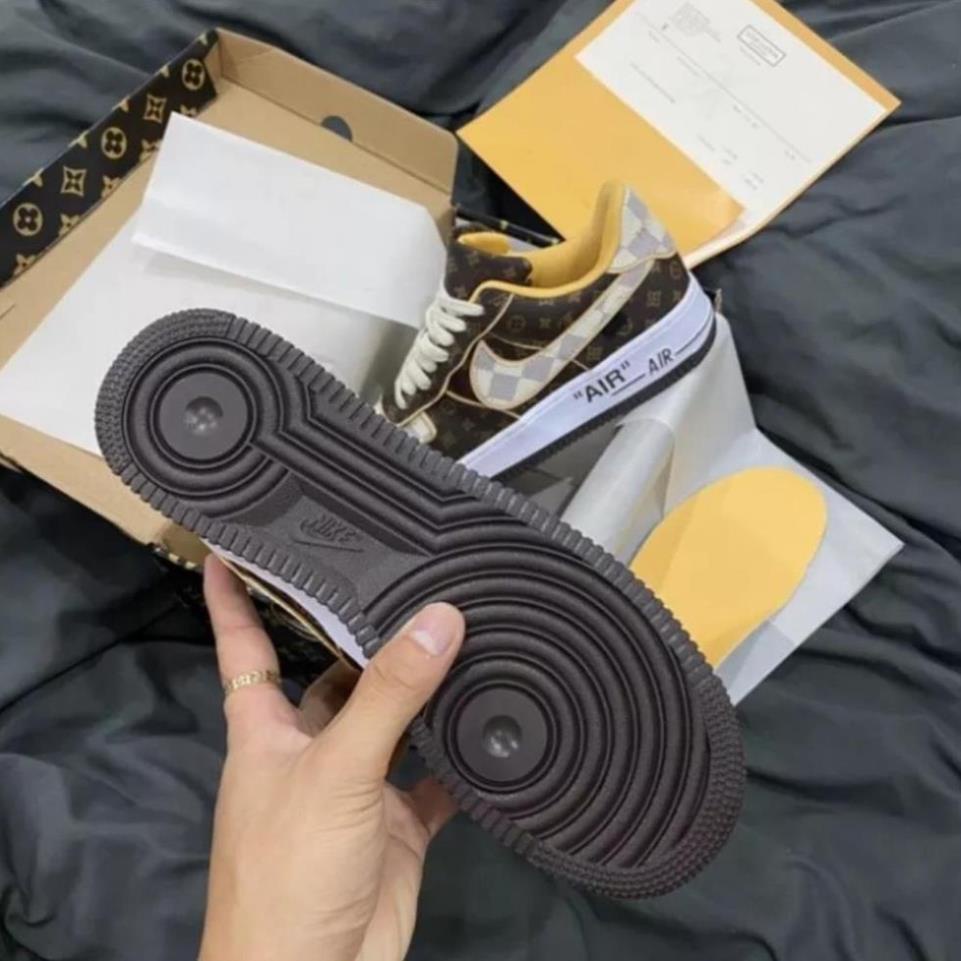Giày Nike_LV Nâu Hàng Cao Cấp,Giày AF1 Louis Vuitton Bản Brown Hàng Đẹp Full Box Bill Túi vải