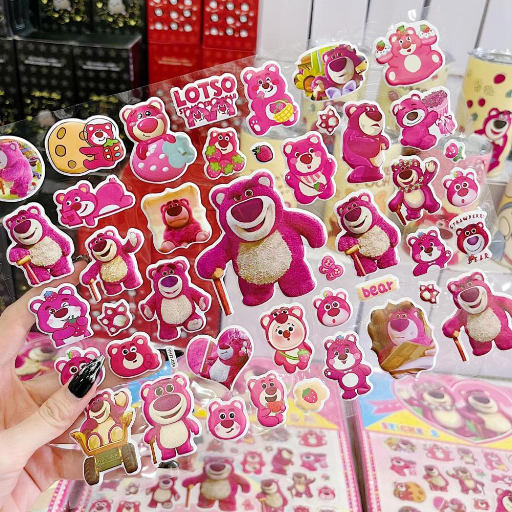 Sticker nổi gấu dâu, hình dán gấu dâu