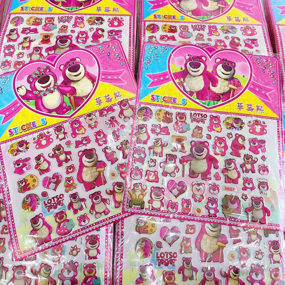 Sticker nổi gấu dâu, hình dán gấu dâu