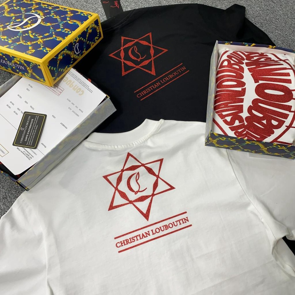 Áo phông Louboutin Hình Đôi Môi Kim Tuyến Tay Lỡ Form Rộng Chất Vải cotton 100% hot trend 2023 siêu đẹp