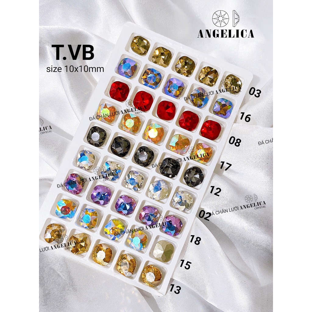 Túi 5 Viên Đá khối Nail Size To Hình Vuông Bo Chân Vàng Trang Trí Móng ANGELICA T.VB