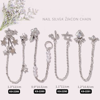 Charm dây xích bạc dài,charm xích đá nail cao cấp siêu sịn